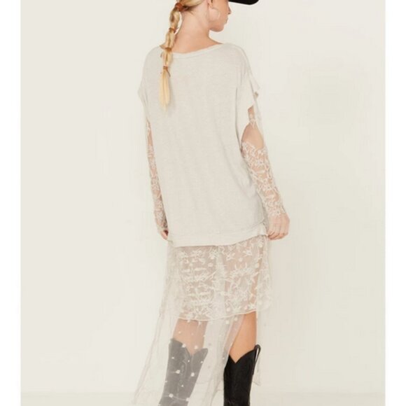 Free People Rock Steady Maxi Top Embroidered Knit Long Sleeve S - Picture 3 of 3